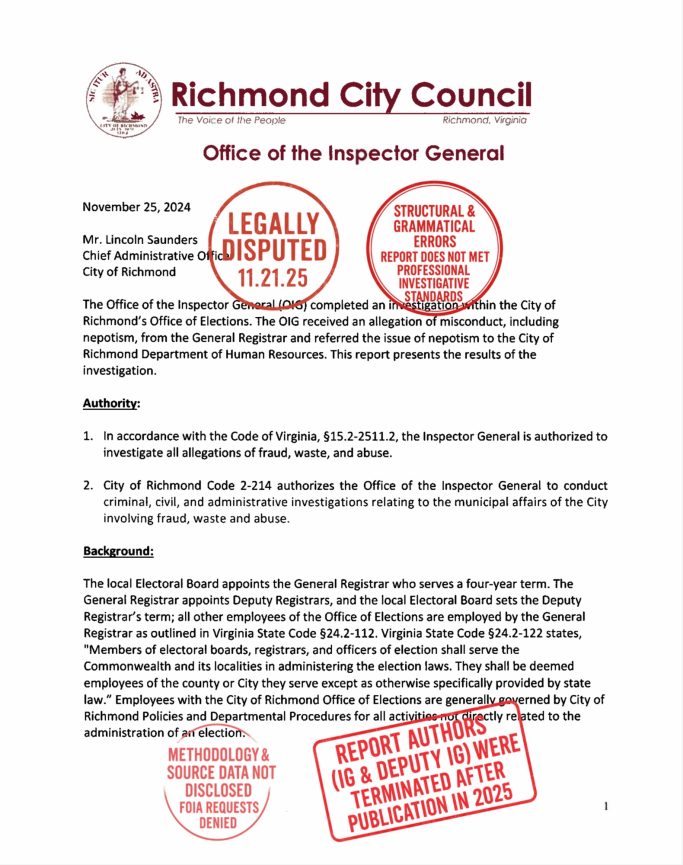 Truth Hammers in the Wild Official document from Richmond City Council with "SECURITY" and "CONFIDENTIAL" stamps.