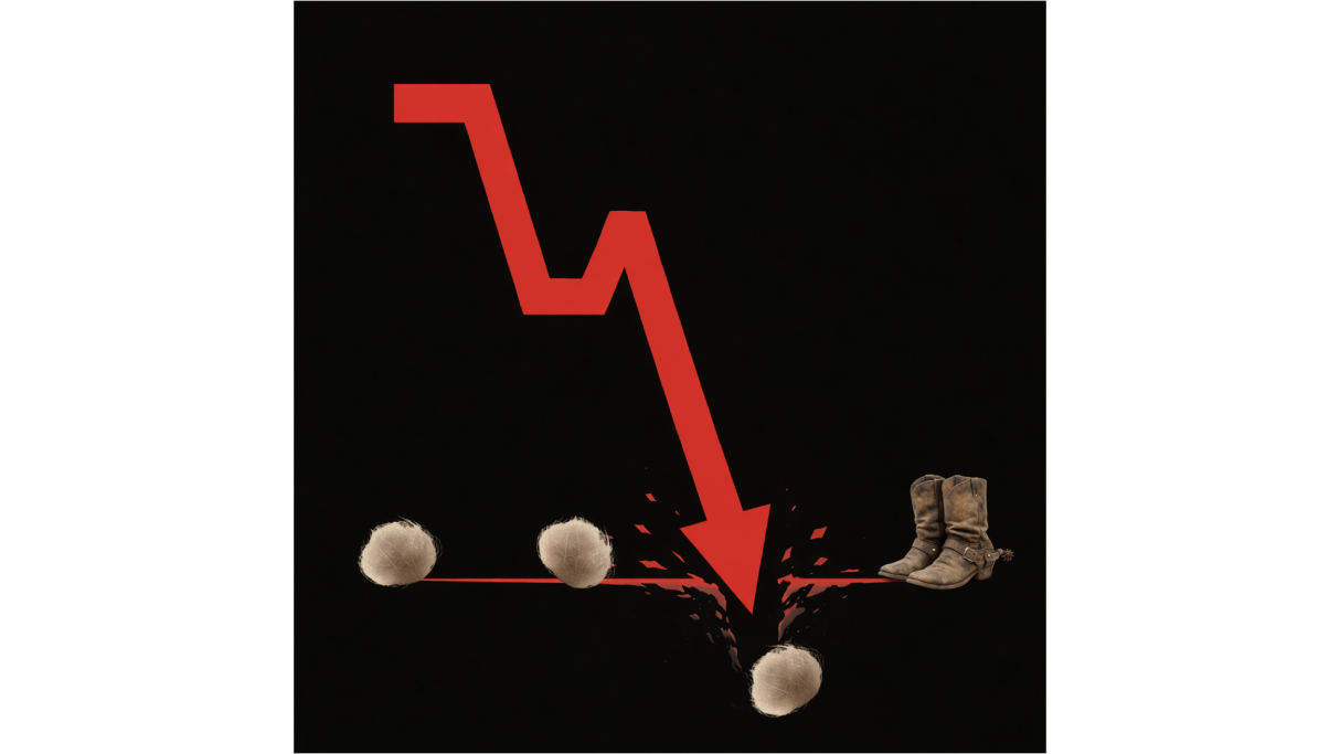 Vanishing Transparency II Red downward trend line with three rocks and a pair of boots on a black background.